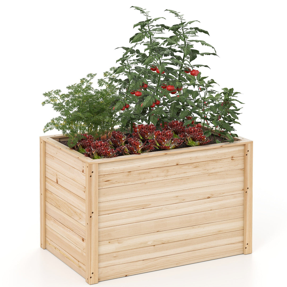 Huerto elevado de madera con base abierta