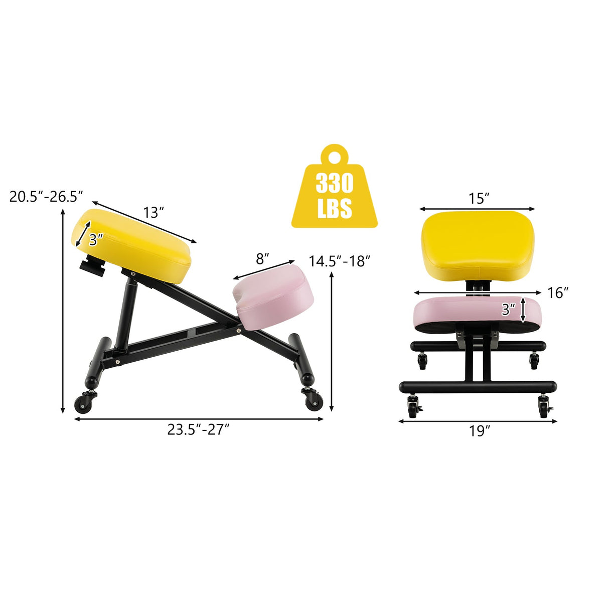Silla Ergonómica Ajustable para Arrodillarse con Varilla de Resorte de Gas Mejorada y Cojines de Espuma Gruesos
