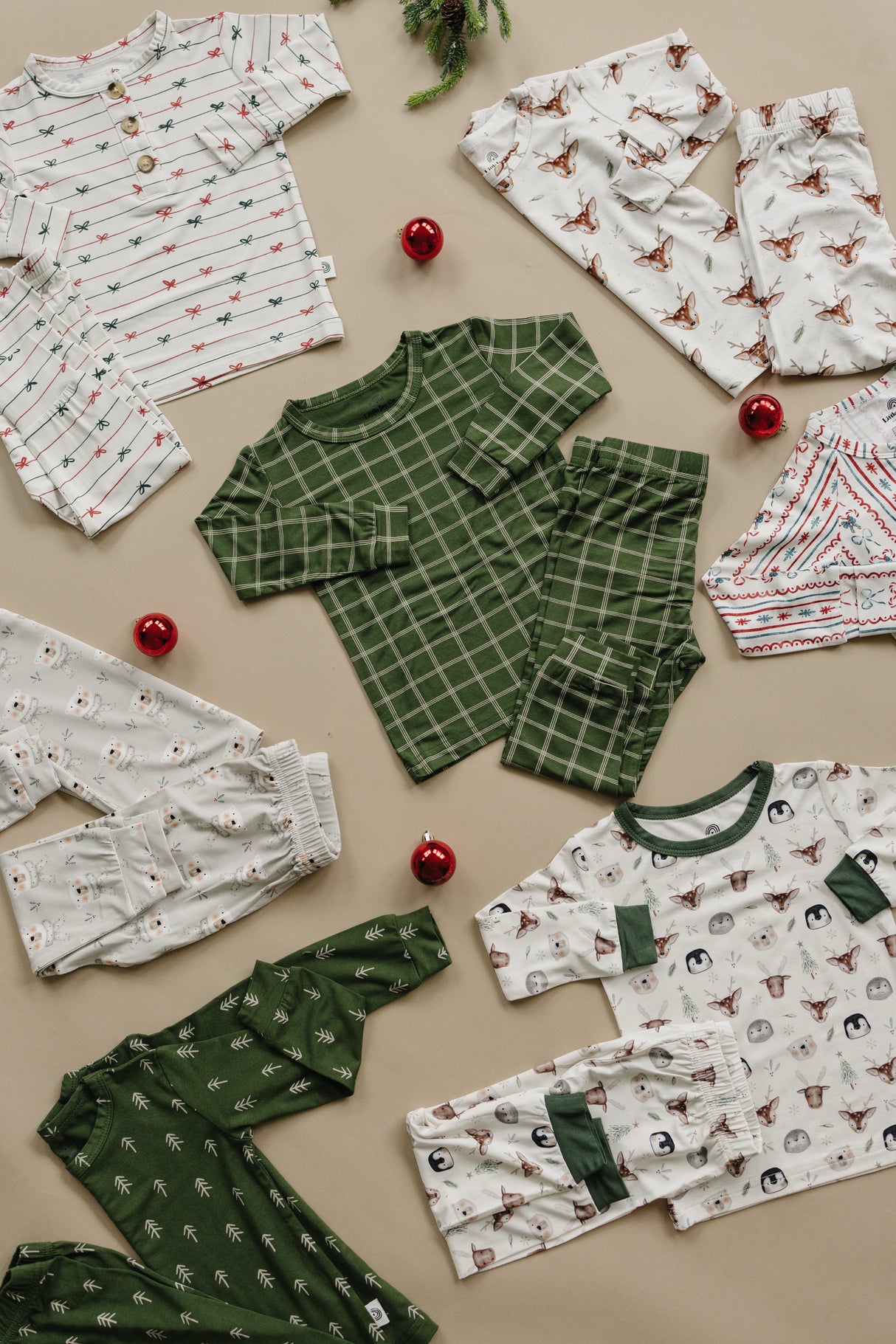 Pijama de bambú de 2 piezas tipo Henley para Navidad, atado con un lazo