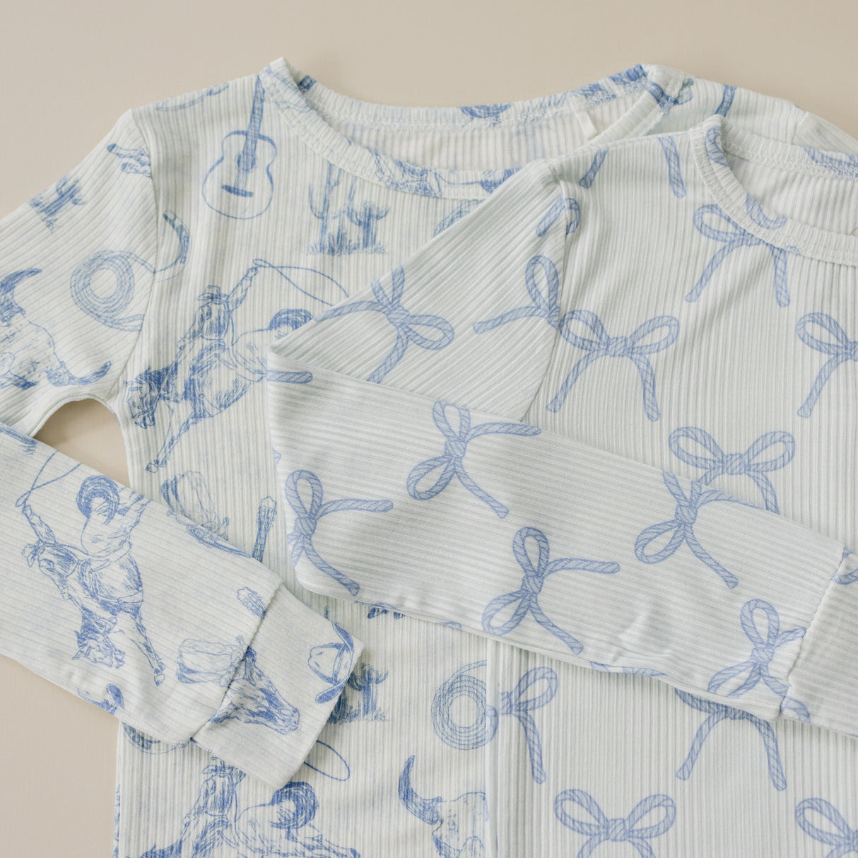 Pijama de bambú acanalado de 2 piezas Blue Belle