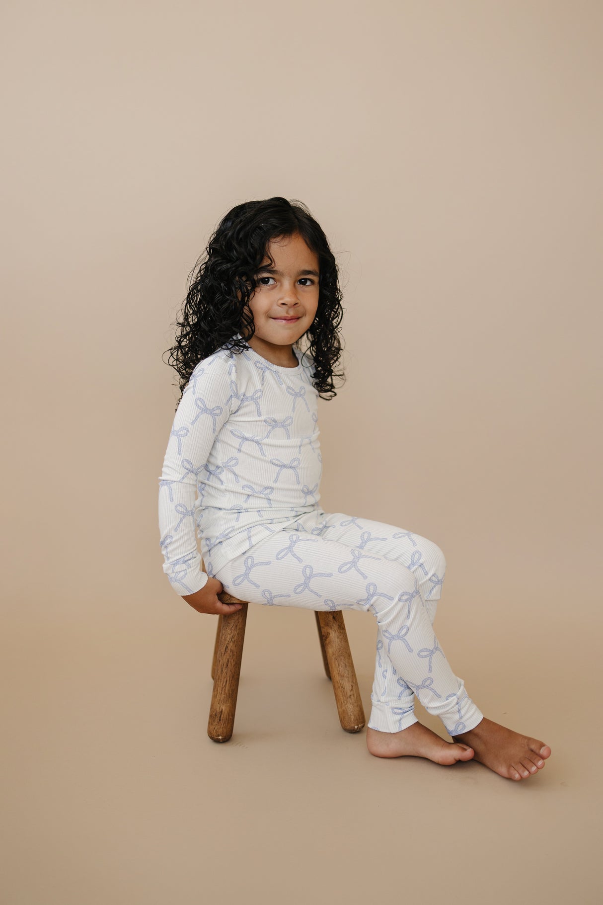 Pijama de bambú acanalado de 2 piezas Blue Belle