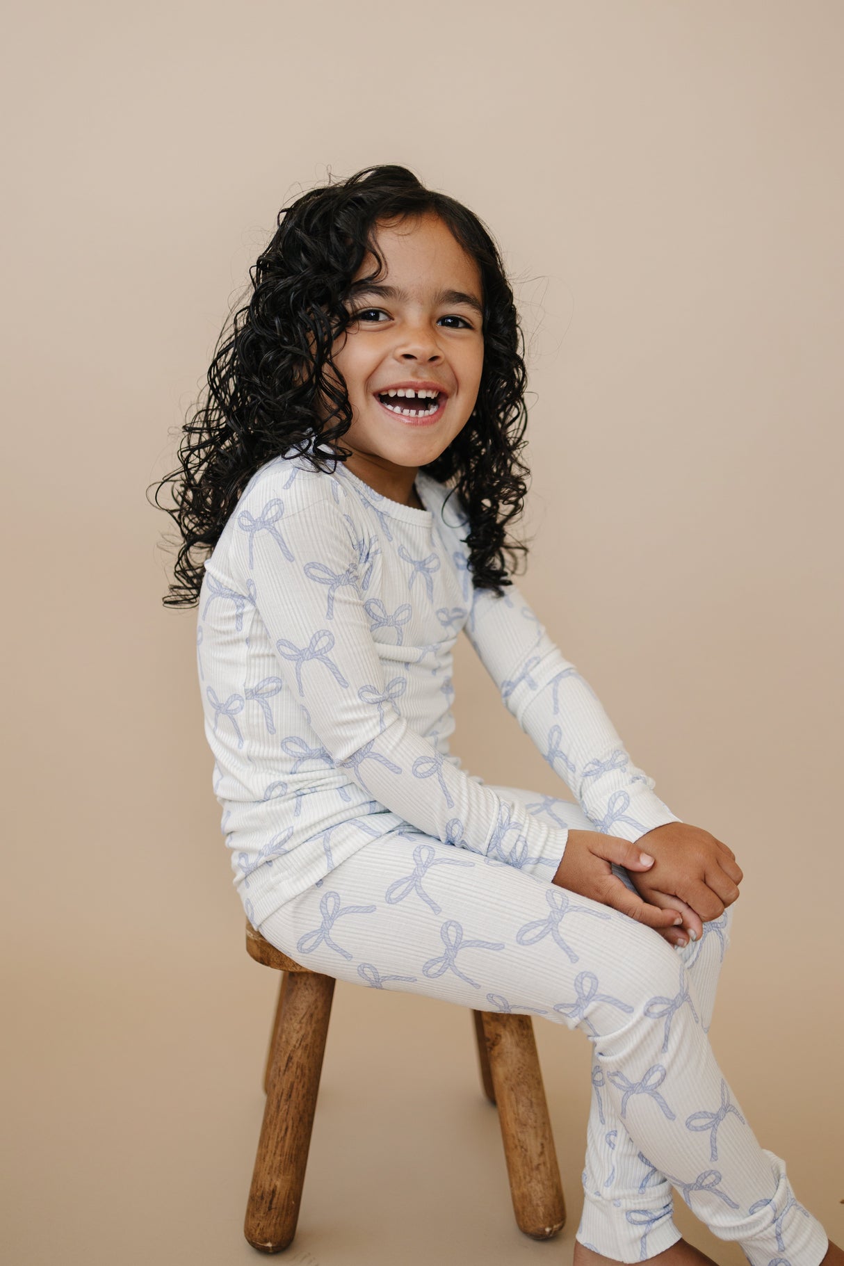 Pijama de bambú acanalado de 2 piezas Blue Belle