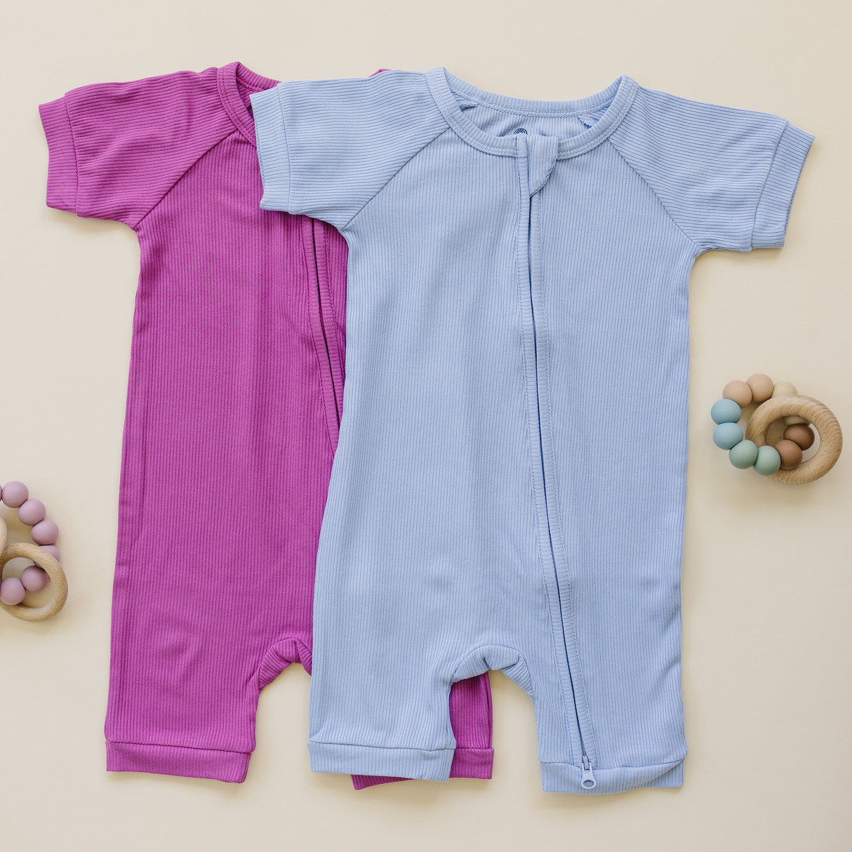 Solid Ribbed Bamboo Shorty Romper (0-3m to 4T) - more colors