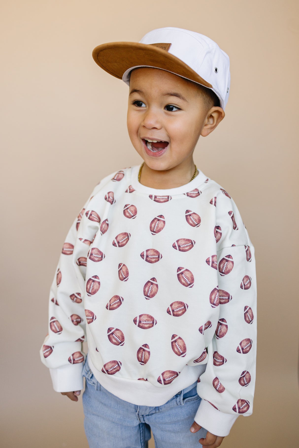 Sudadera con cuello redondo y estampado de fútbol americano