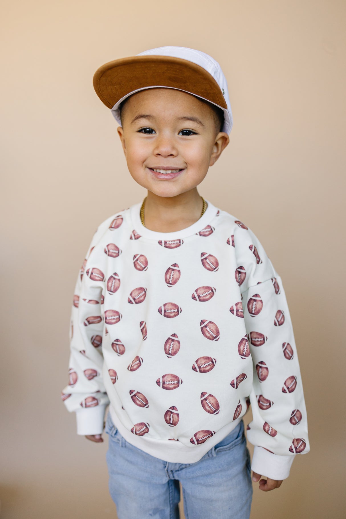 Sudadera con cuello redondo y estampado de fútbol americano