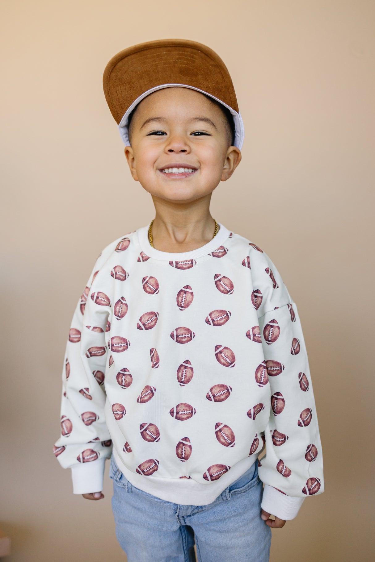 Sudadera con cuello redondo y estampado de fútbol americano
