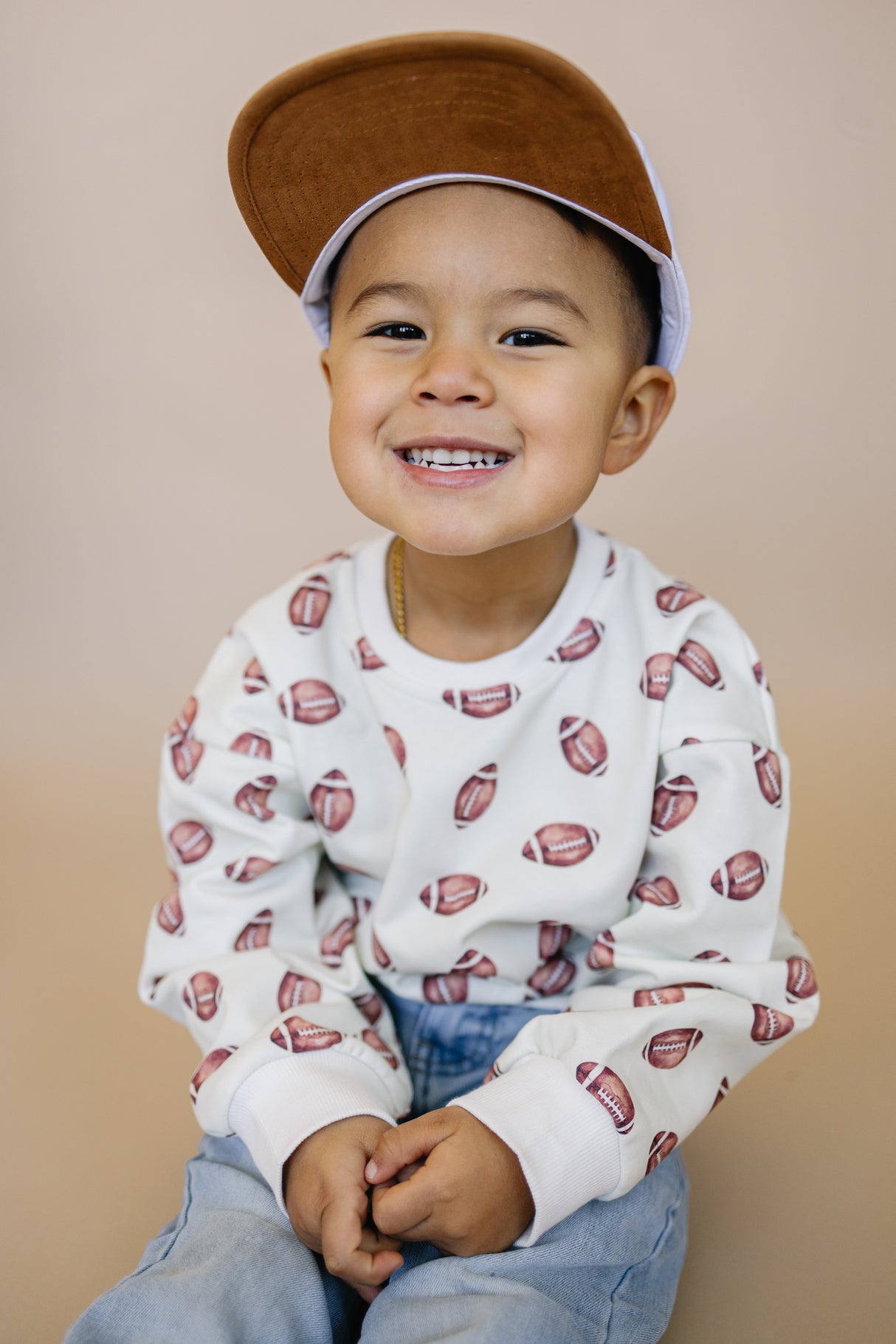 Sudadera con cuello redondo y estampado de fútbol americano