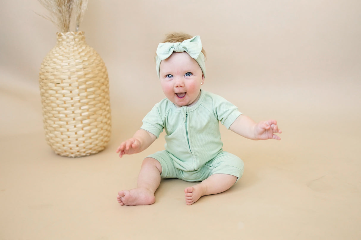 Solid Ribbed Bamboo Shorty Romper (0-3m to 4T) - more colors