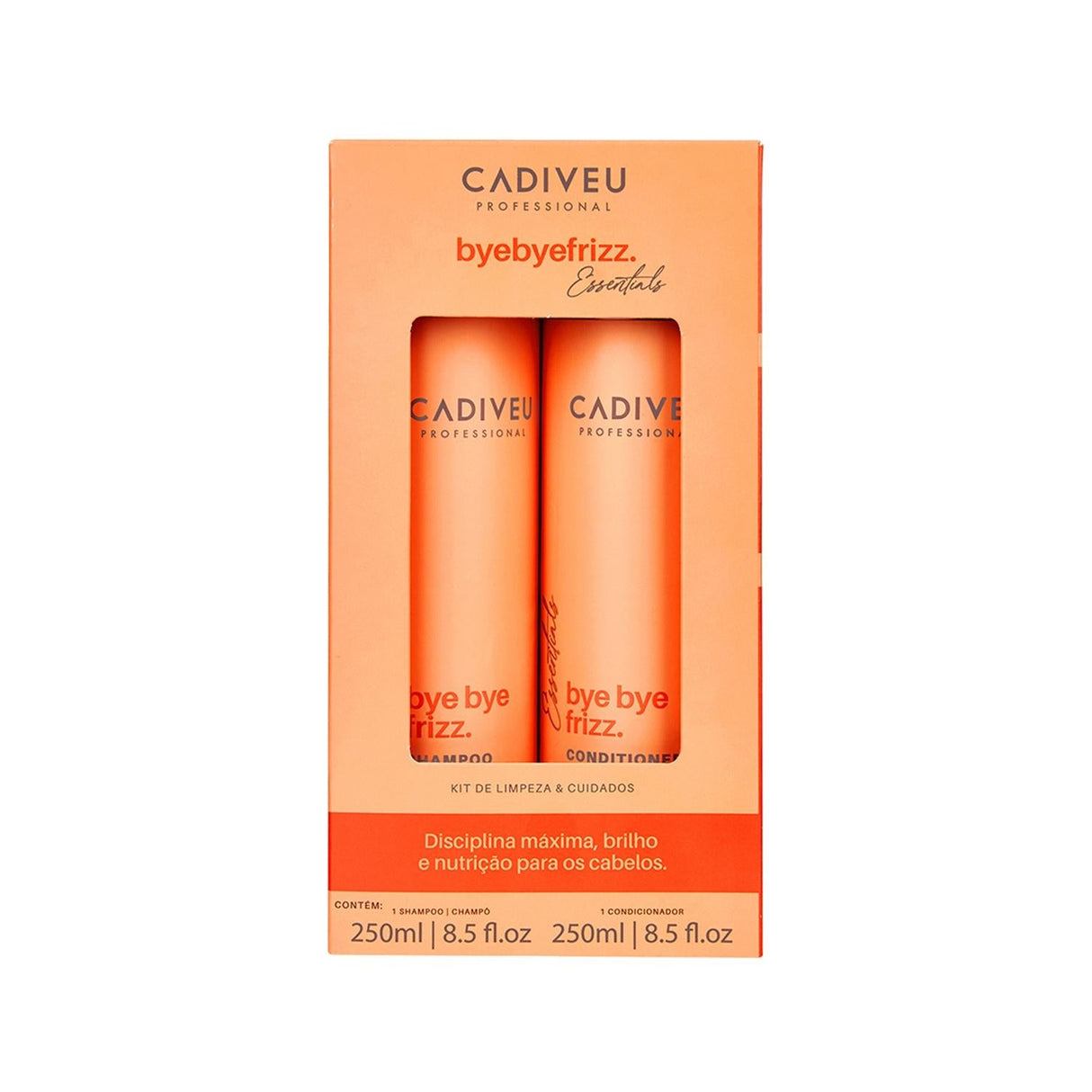 Cadiveu Essentials Bye Bye Frizz Homecare Hair Care Set - Shampoo & Cream for Frizzy Hair, Smoothening & Hydrating