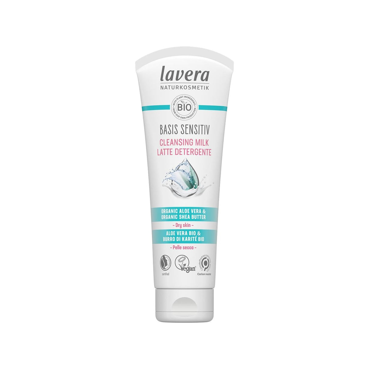 Lavera Basis Sensitiv: Gentle Facial Cleansing Milk - Natural & Organic Makeup Remover for Sensitive Skin, 4.23 fl oz