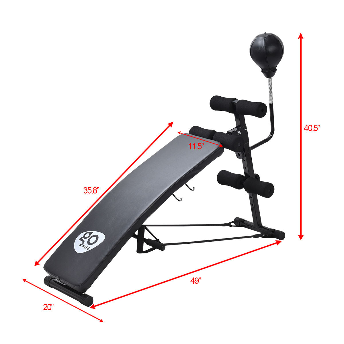 Banco de abdominales curvo ajustable para fitness
