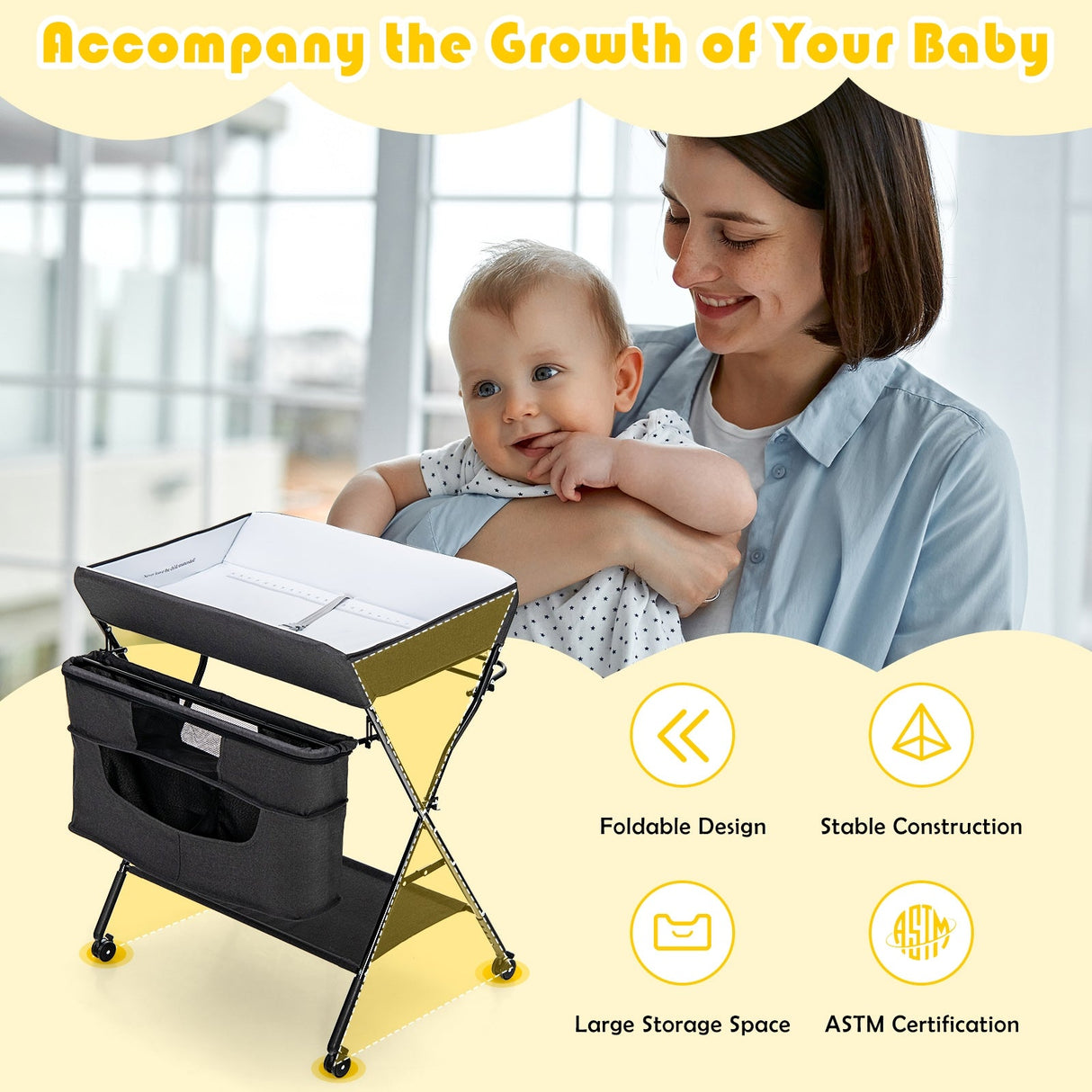 Organizador portátil de altura ajustable para bebés con