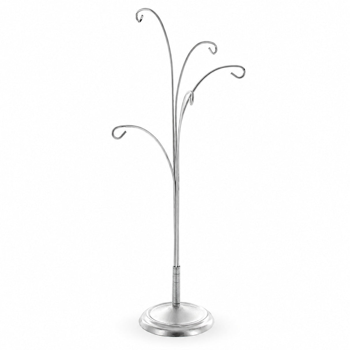 5-Arm Scroll Tree Branches Silver Metal Ornament Display Stand 14.5 Inches (Poland)