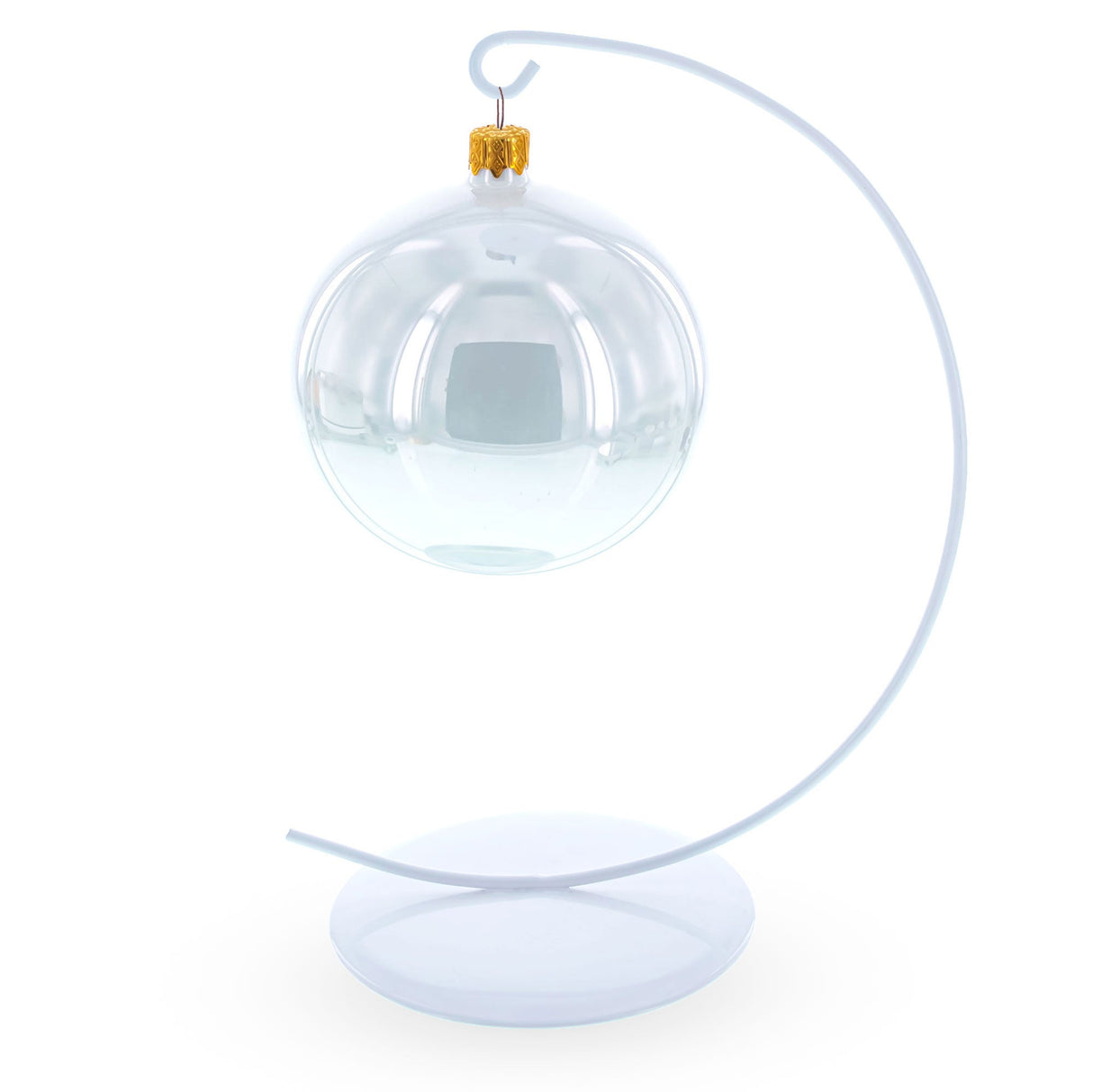 Solid Round Base White Painted Metal Ornament Display Stand 7.8 Inches (Poland)