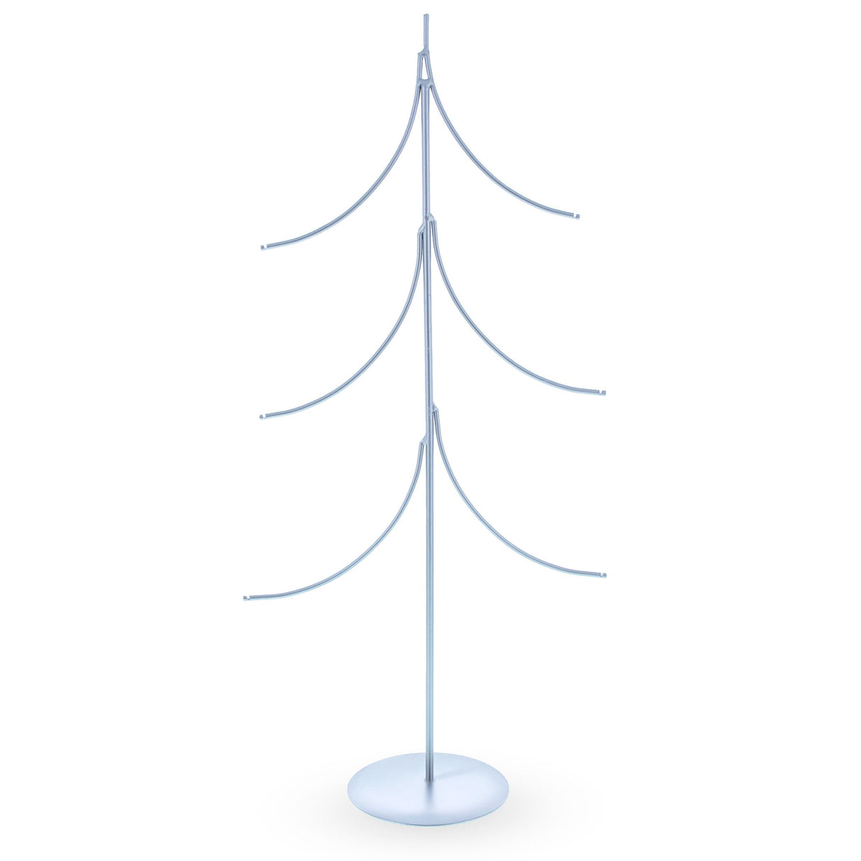 6-Arm Tiered Tree Silver Metal Ornament Display Stand 14 Inches (Poland)