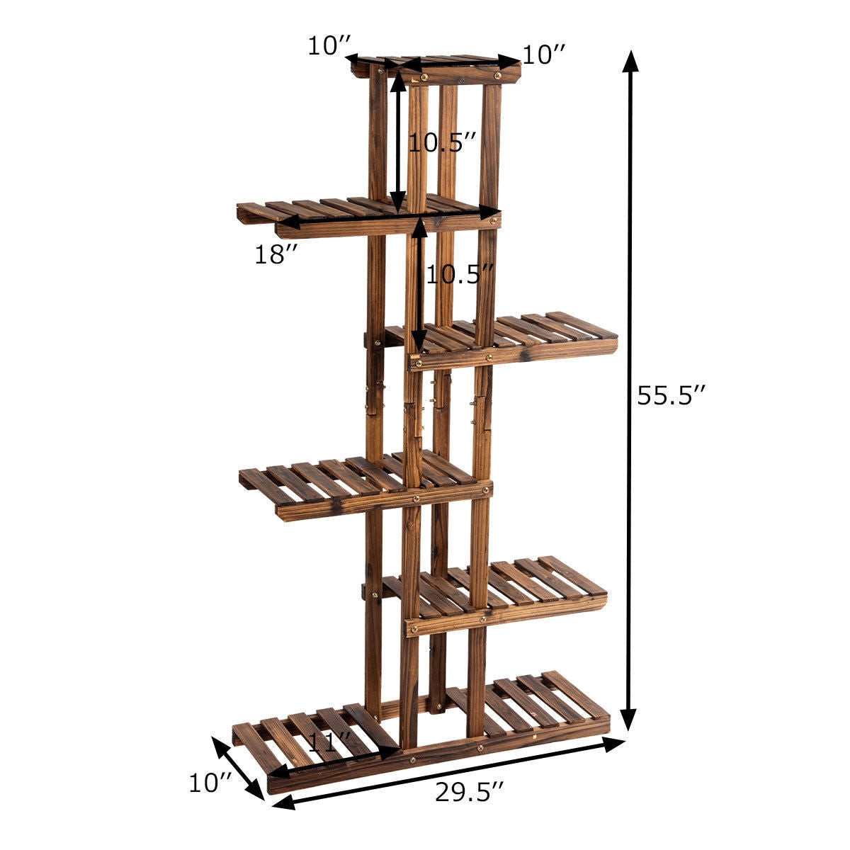 Estantería de madera de 6 niveles para jardín, soporte para plantas