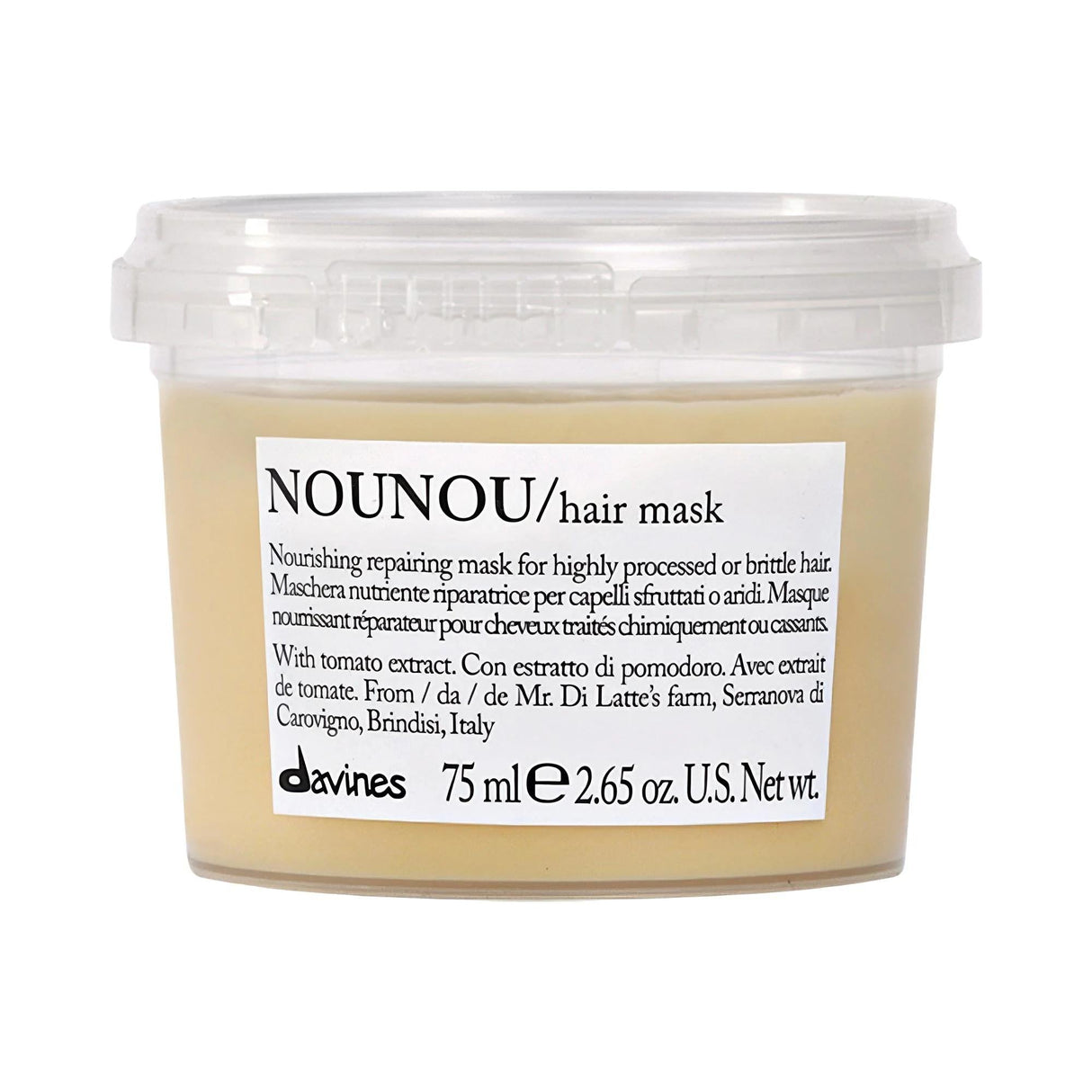 Davines NOUNOU Repair Hair Mask: Deeply Hydrating Treatment for Damaged, Bleached & Dry Hair - Sulfate-Free, Color Safe