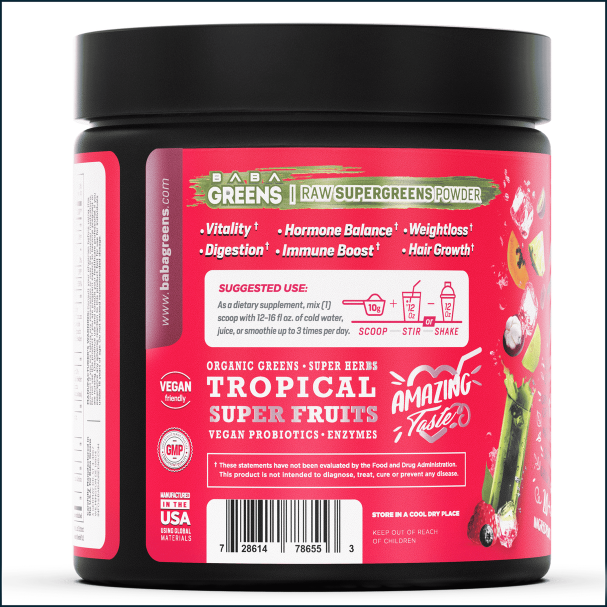 Baba Raw Supergreens en Polvo, 30 Porciones