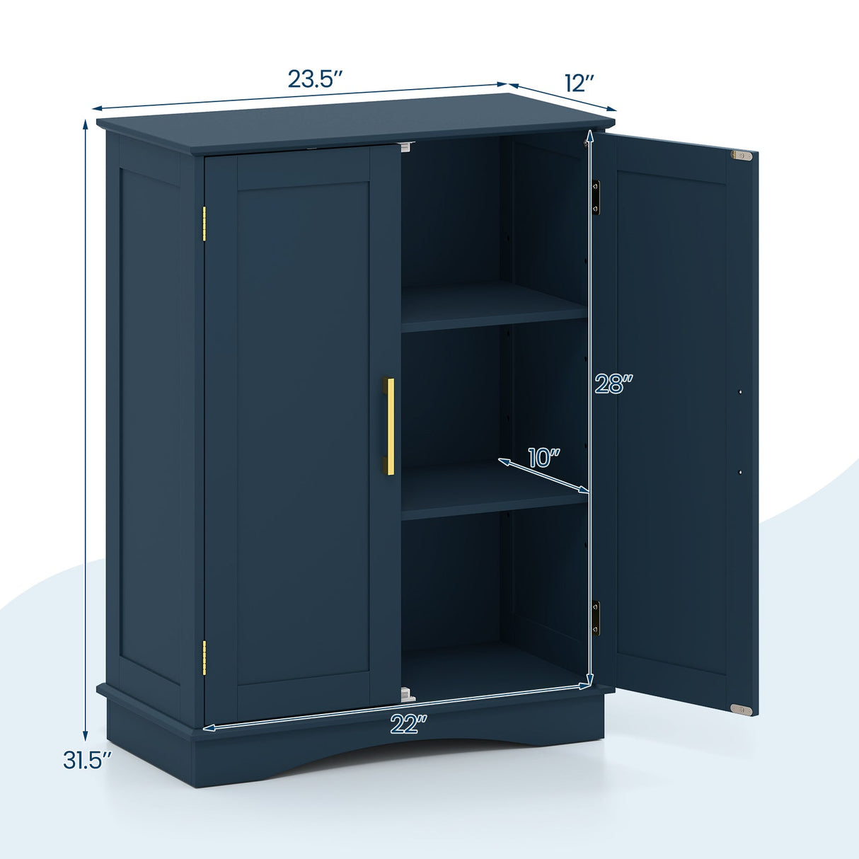 Armario de almacenamiento para baño con 2 puertas y estantes ajustables