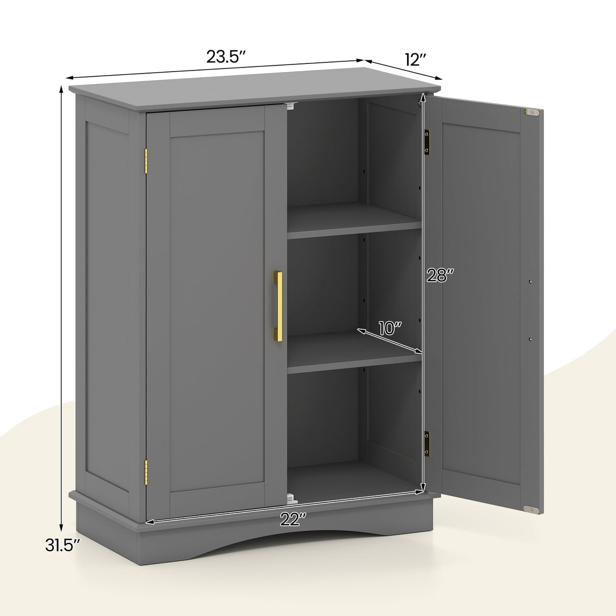 Armario de almacenamiento para baño con 2 puertas y estantes ajustables