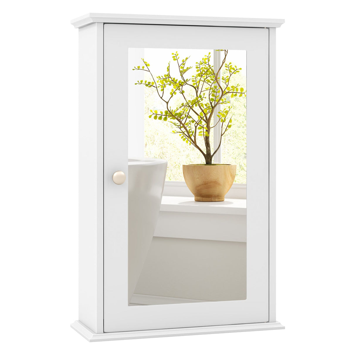 Armario de pared para baño con puerta de espejo individual