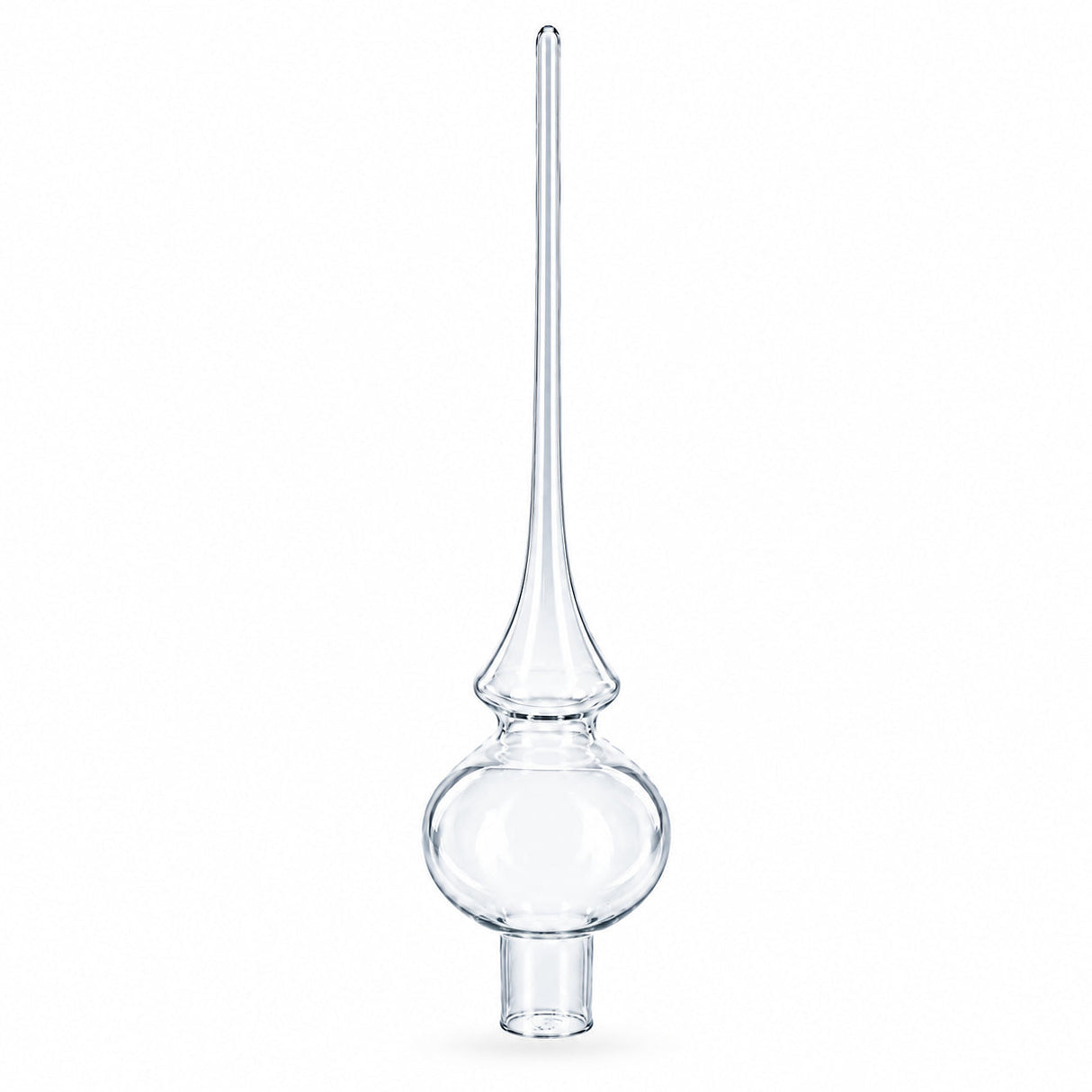 Clear Mouth-Blown Finial Glass Christmas Tree Topper 11 Inches