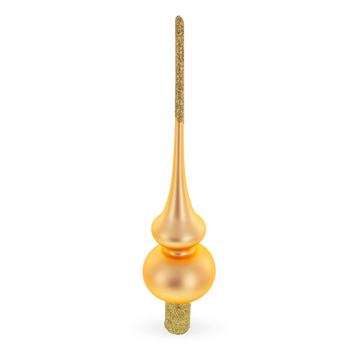 Solid Orange with Sparkling Top Glass Christmas Tree Topper 11 Inches
