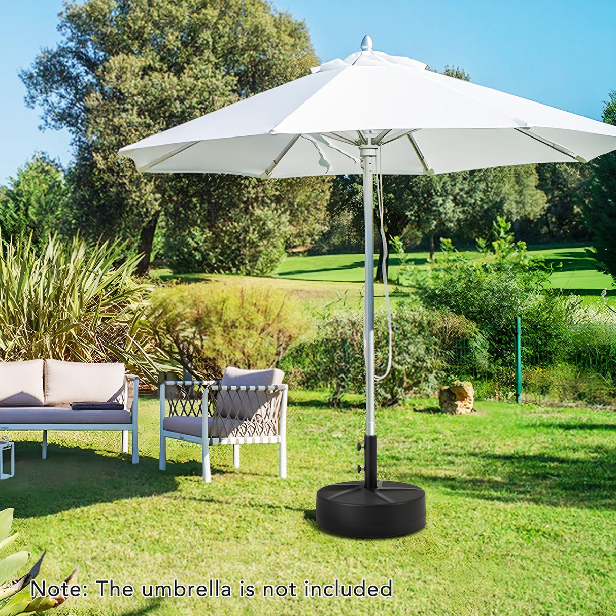 Base de sombrilla para patio, 88 libras de capacidad, rellenable con agua y arena, soporte para sombrilla de mesa para mercado - Negro