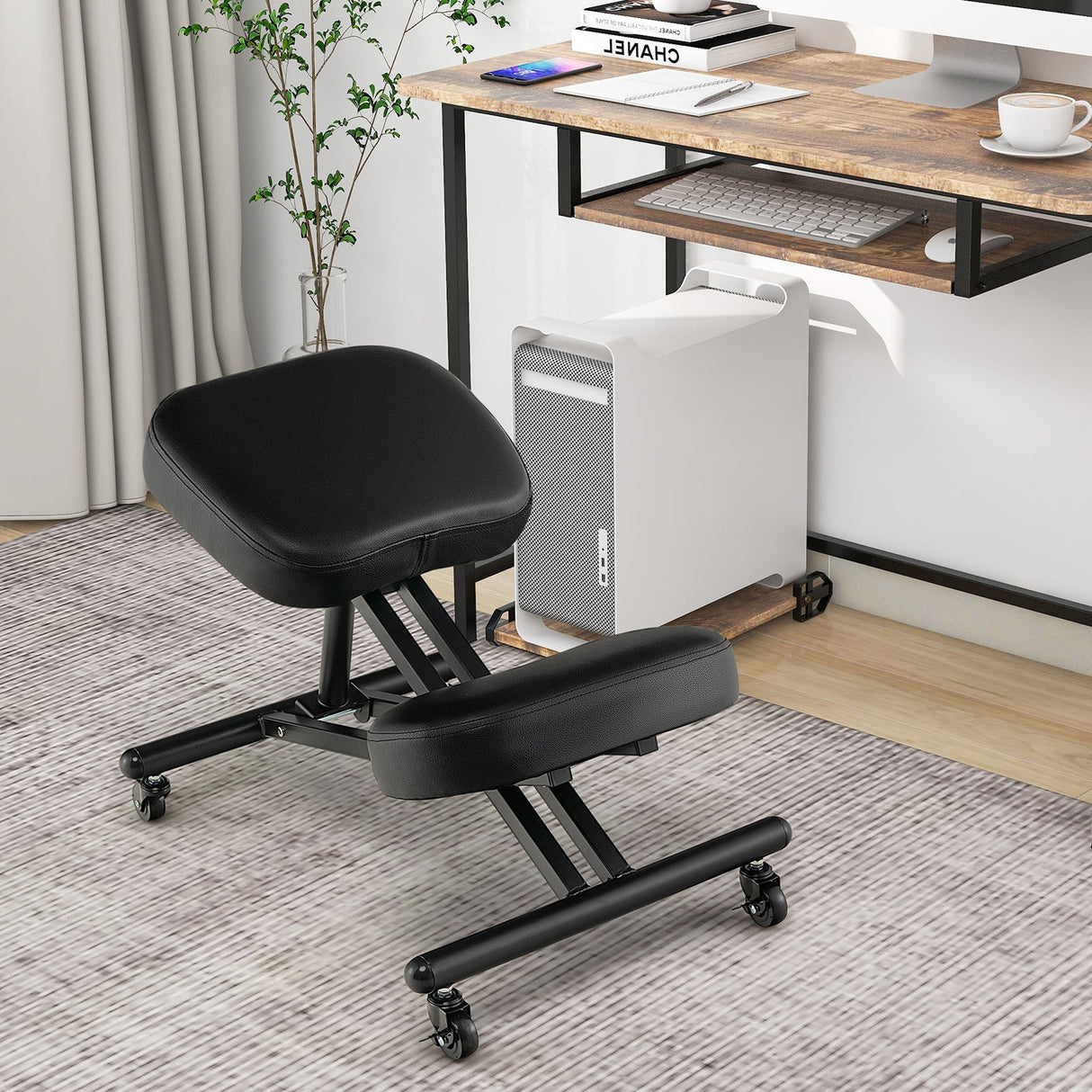 Silla Ergonómica Ajustable para Arrodillarse con Varilla de Resorte de Gas Mejorada y Cojines de Espuma Gruesos