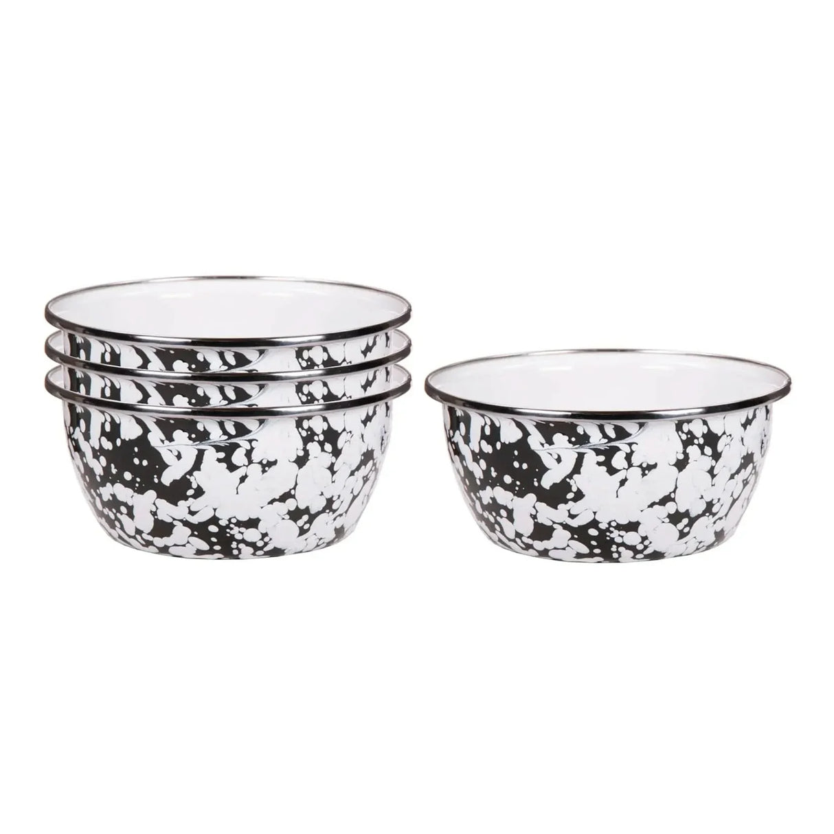 Golden Rabbit Enamelware Salad Bowls - Set of 4
