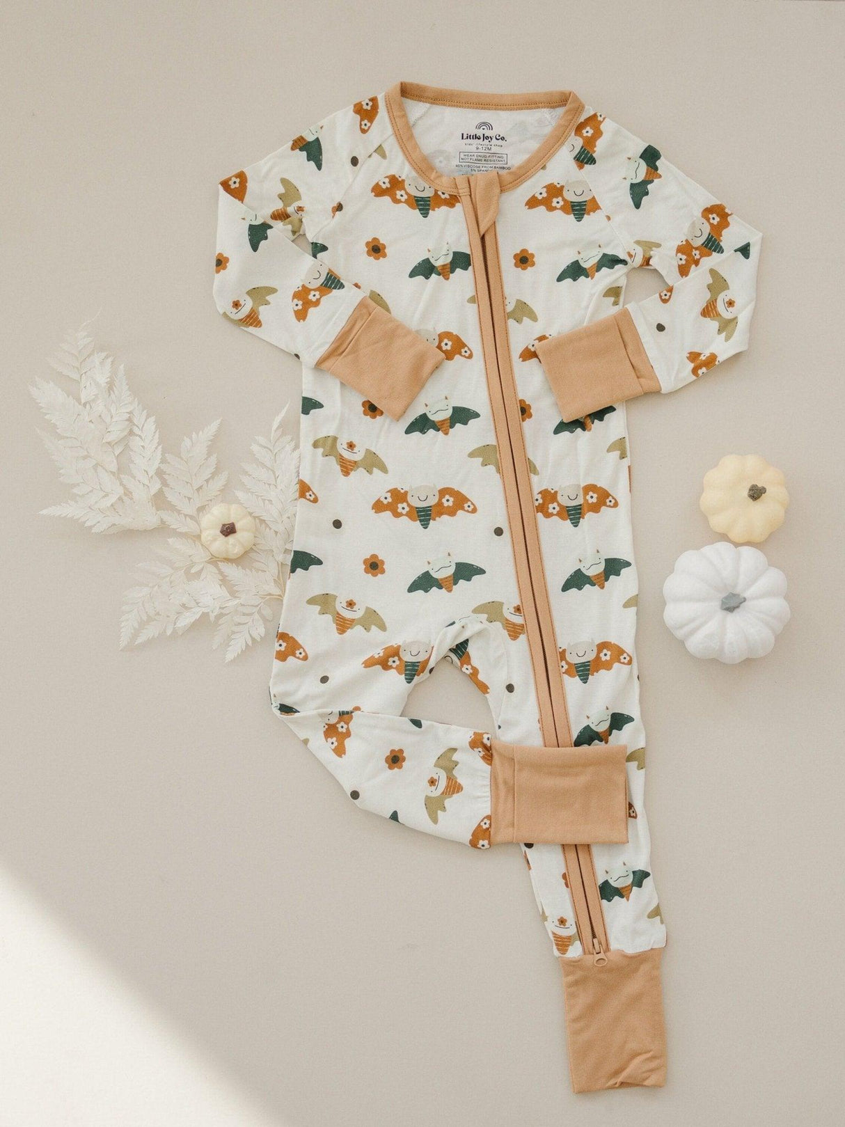 Mameluco con cremallera de bambú Boho Murciélagos