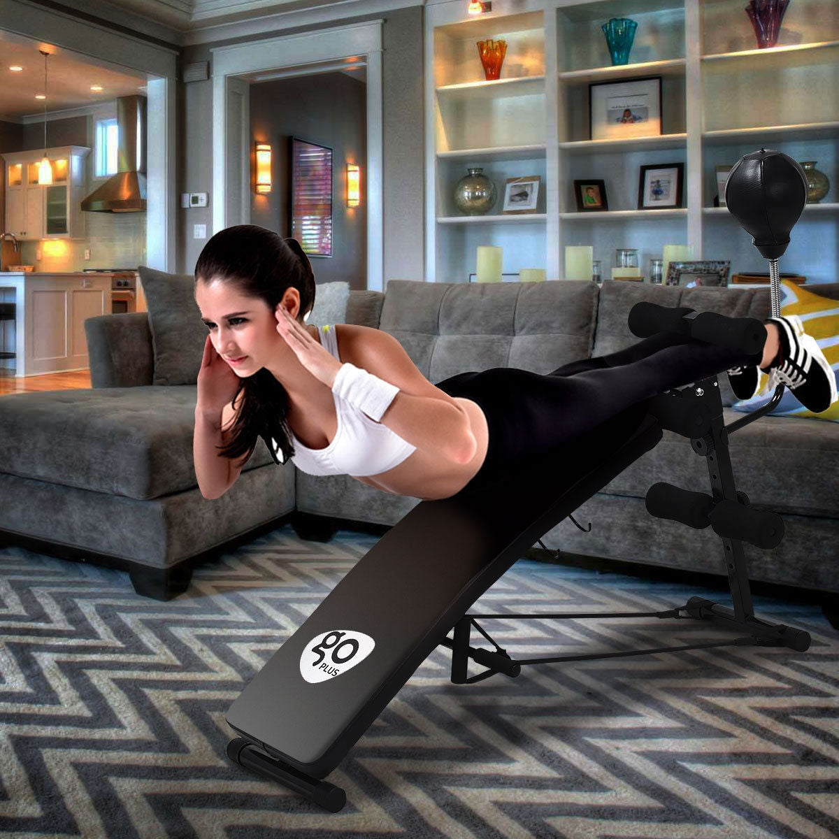 Banco de abdominales curvo ajustable para fitness