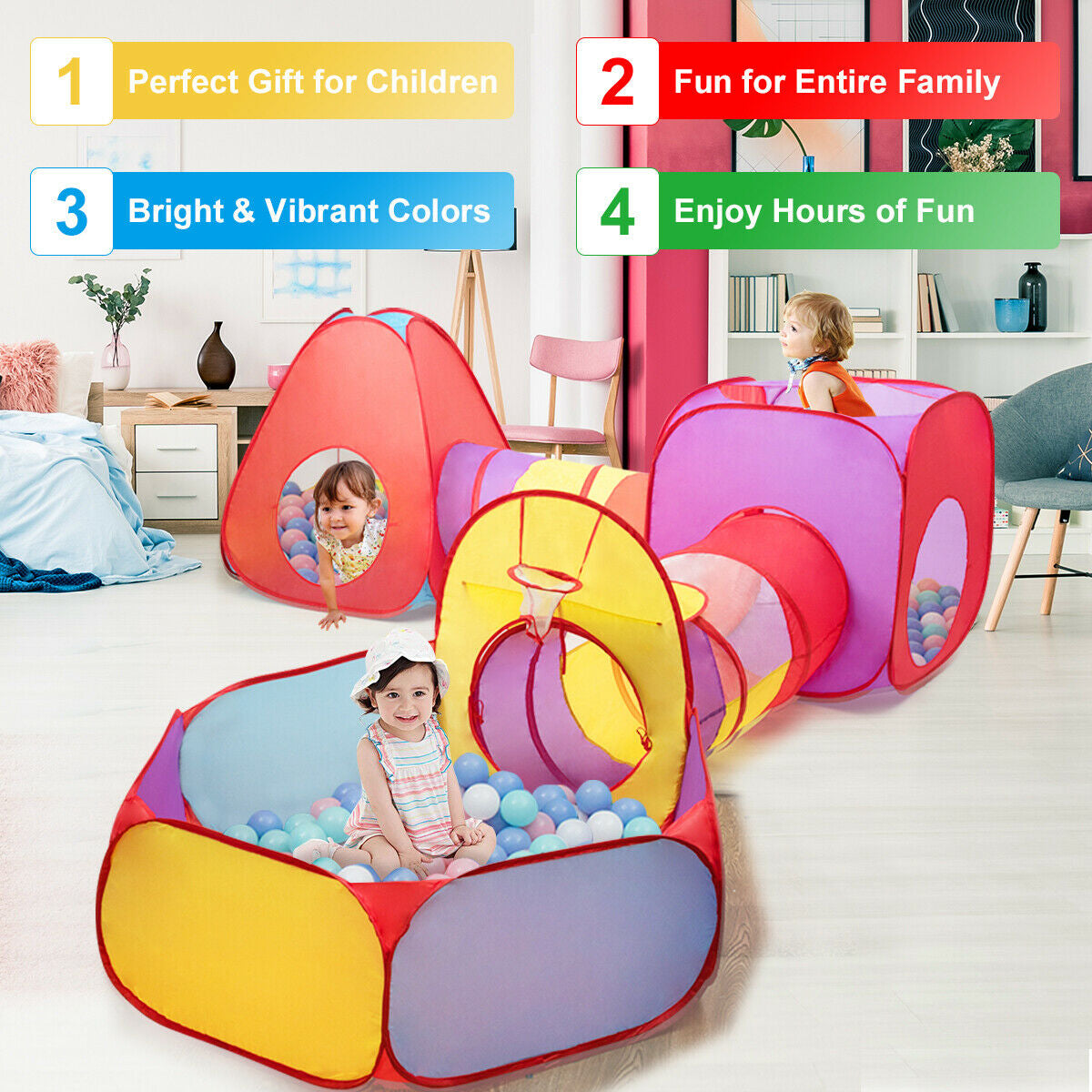 7 Piezas Tiendas de Juego Pop Up de Piscina de Bolas para Niños