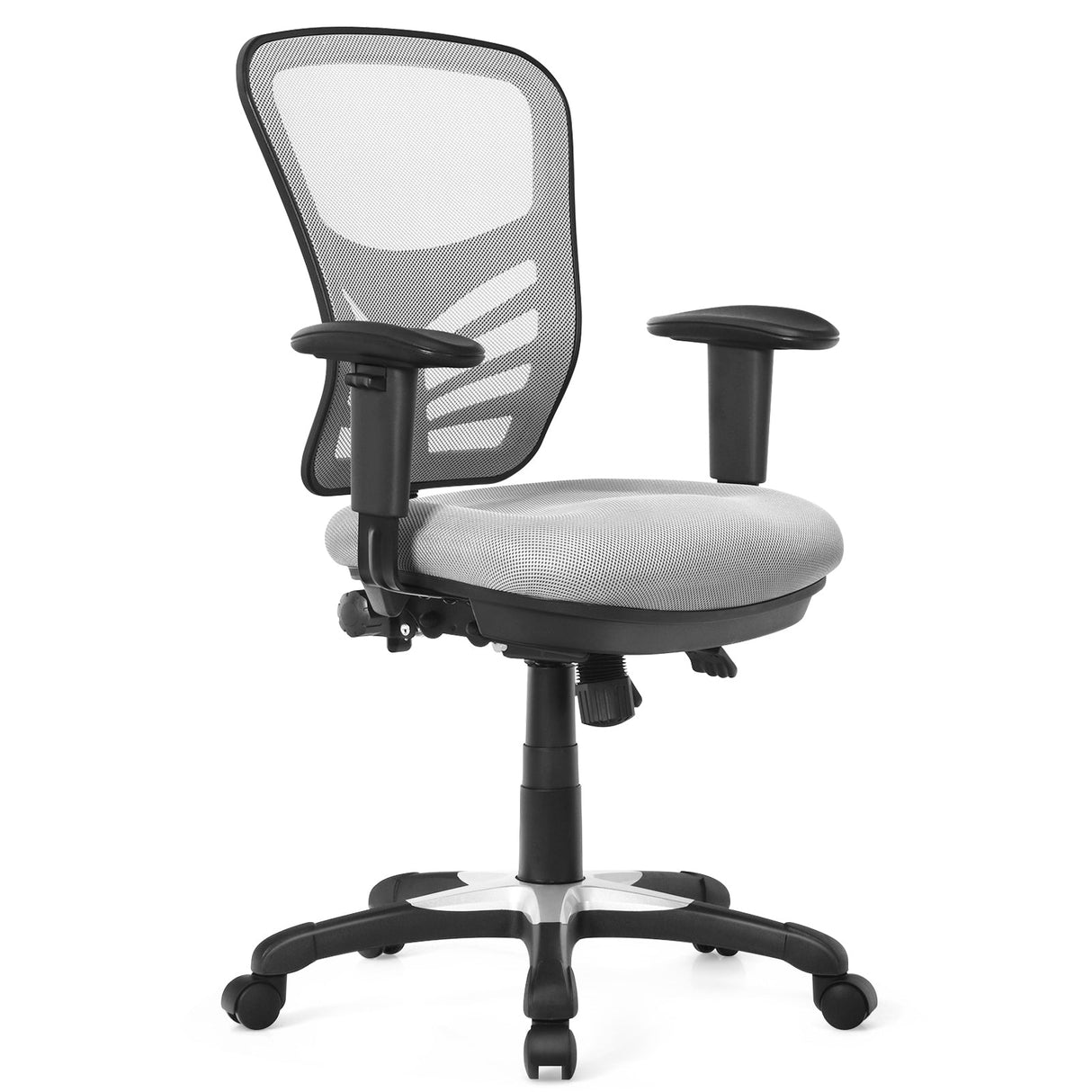 Silla de oficina ergonómica de malla con altura de respaldo y reposabrazos ajustables