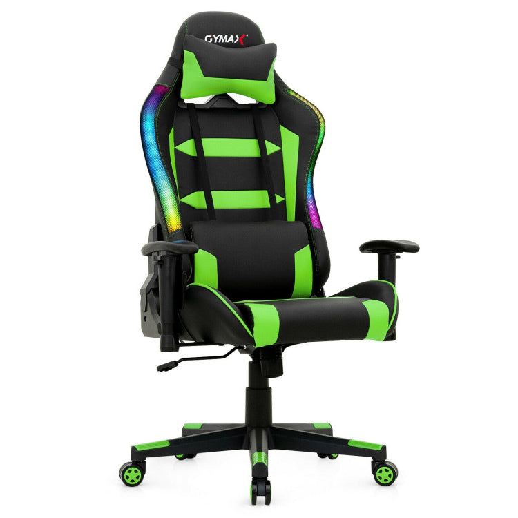 Silla Gaming Giratoria Ajustable con Luces LED y Mando a Distancia