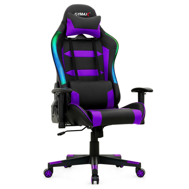 Silla Gaming Giratoria Ajustable con Luces LED y Mando a Distancia