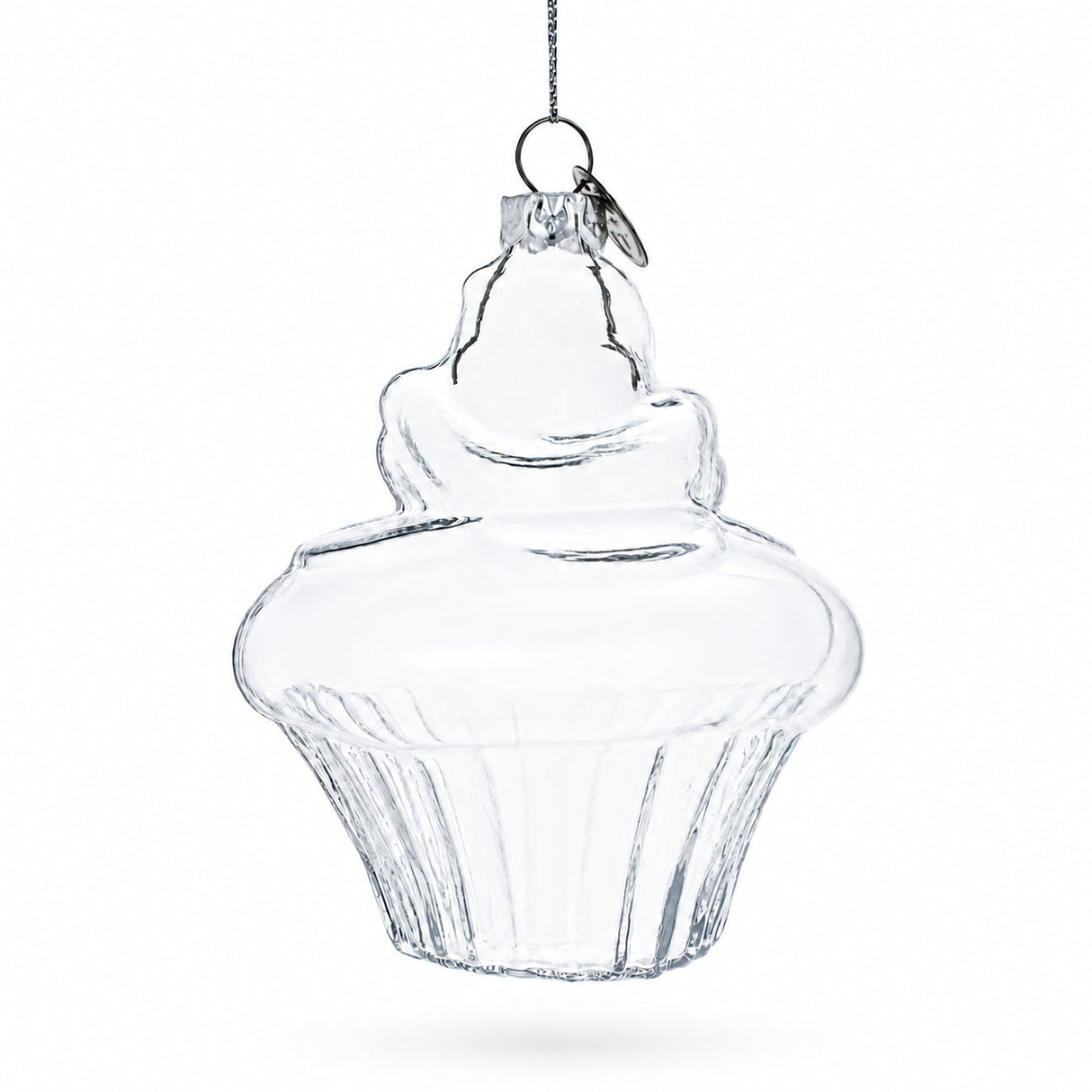Cupcake Clear Glass Christmas Ornament