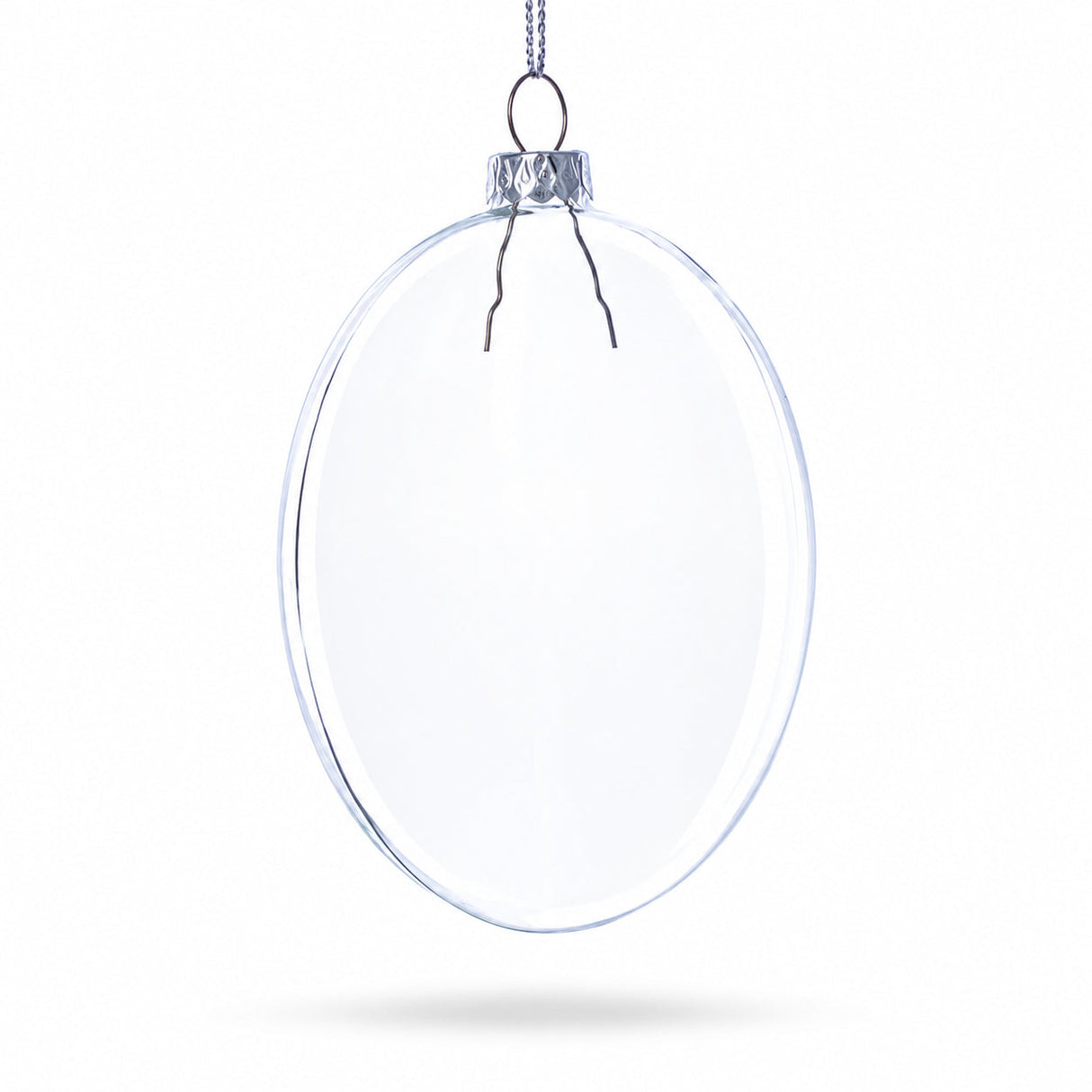 Set of 3 Clear Glass Flat Disc Medallion Christmas Ornaments