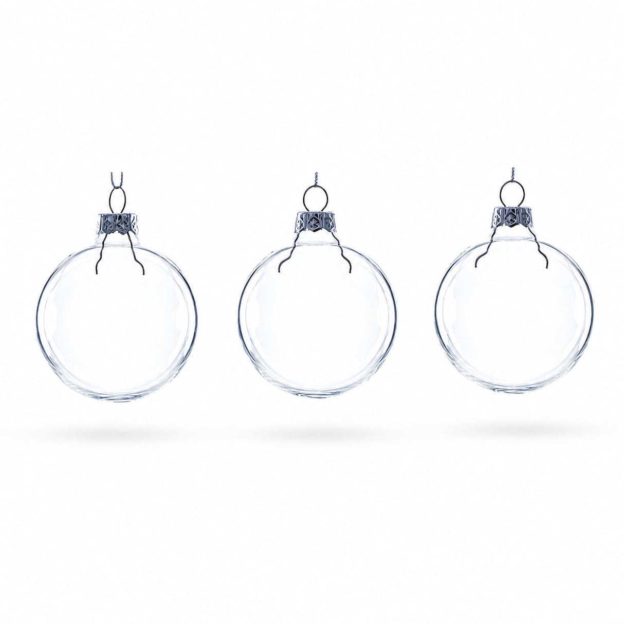 Set of 3 Clear Glass Ball Ornament 2.5