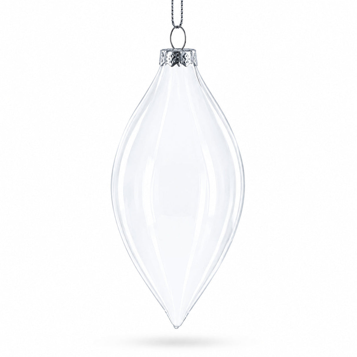 Set of 3 Oval Icicle Clear Glass Christmas Ornament 5.4 Inches