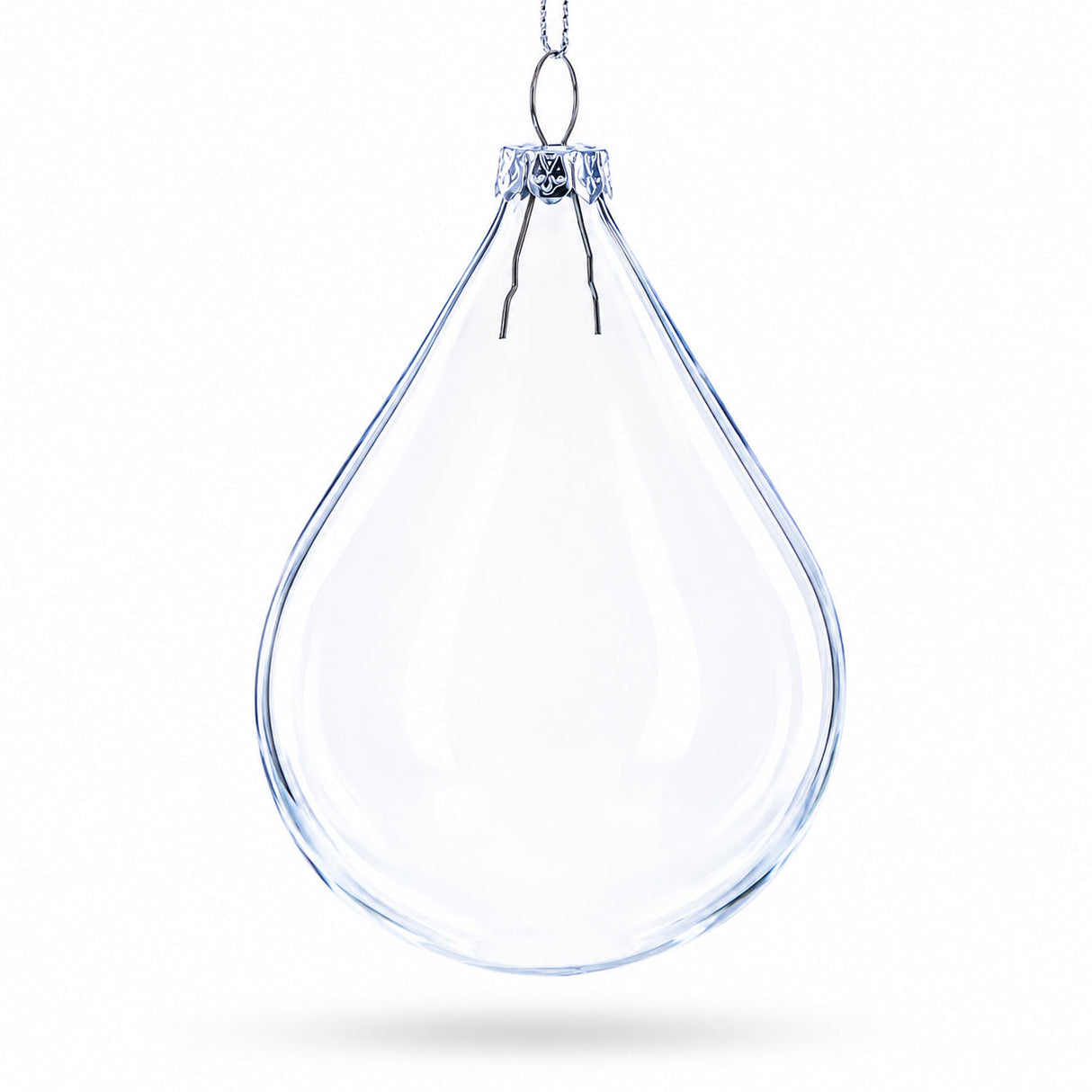 Set of 3 Water Drop Clear Glass Ornament 4.5 Inches
