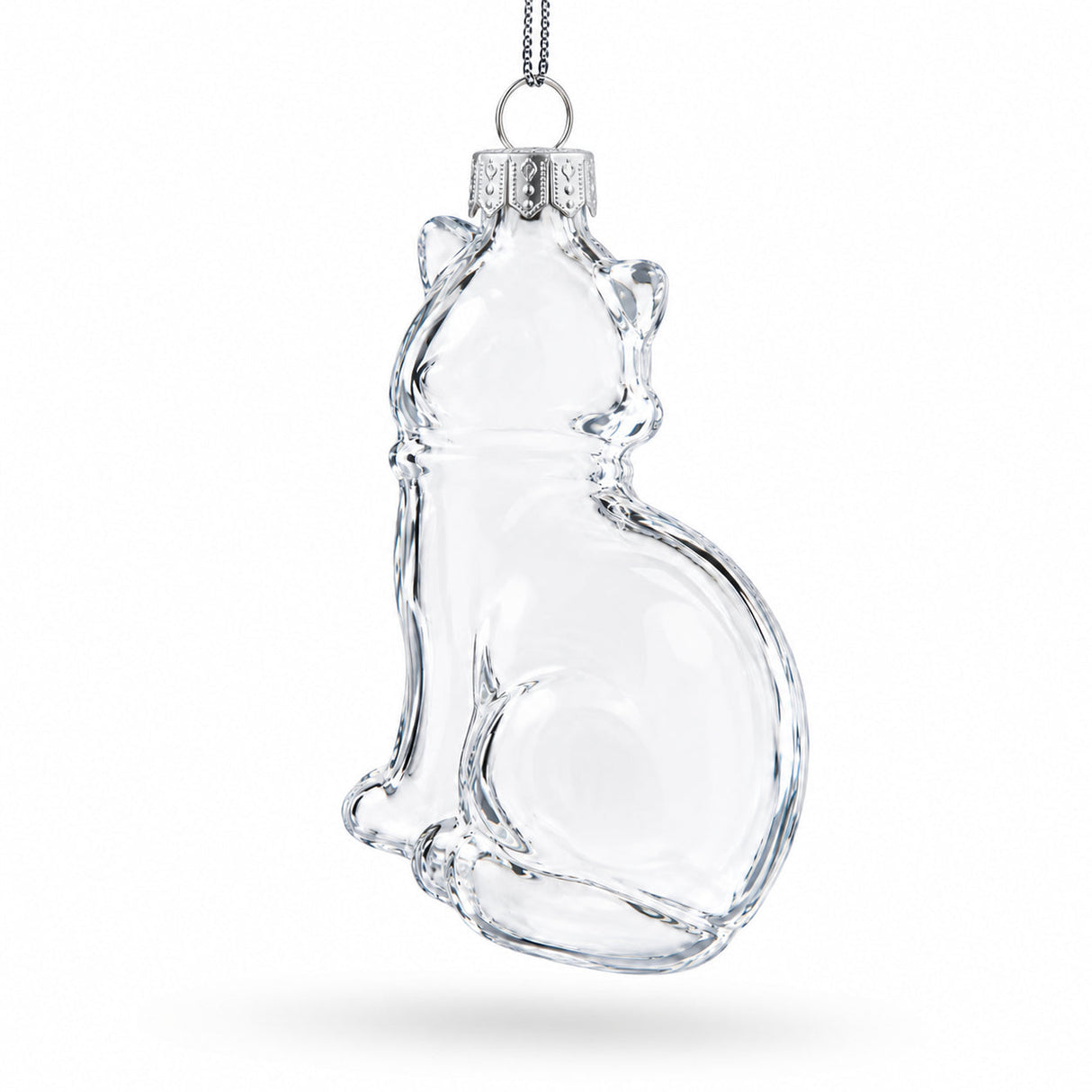 Cat Clear Glass Christmas Ornament