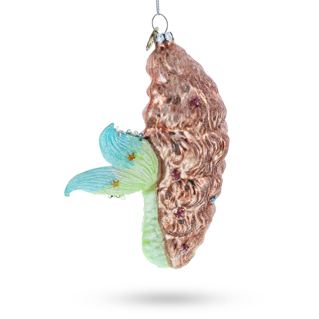 Mermaid and Fish Glass Christmas Ornament