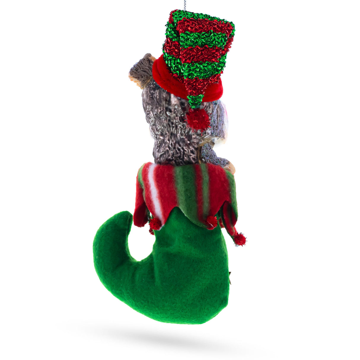 Puppy in Stocking Glass Christmas Ornament