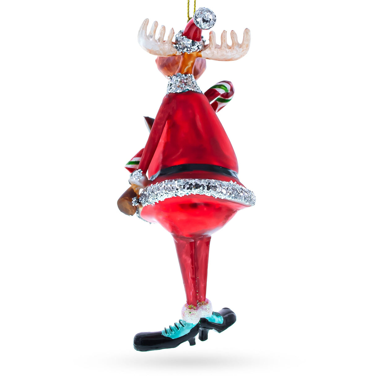 Chubby Moose Glass Christmas Ornament