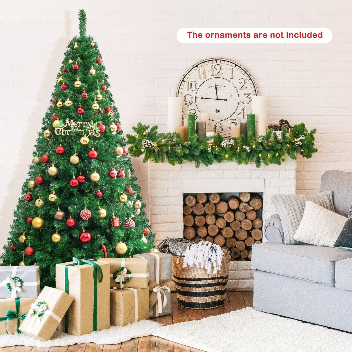 Árbol de Navidad artificial de PVC con soporte de metal sólido