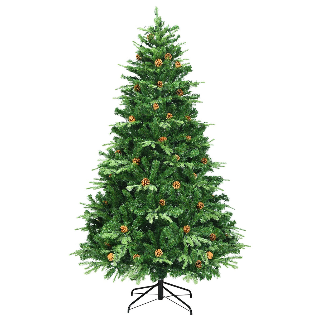 Árbol de Navidad Artificial de 2.29 m con Luces LED y Piñas