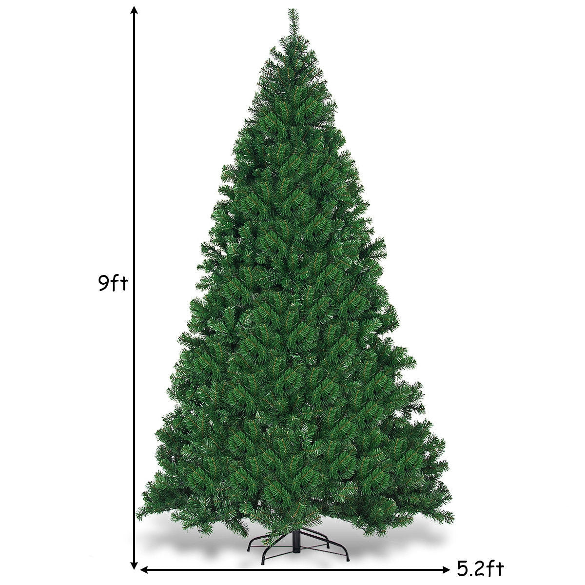 Árbol de Navidad artificial de PVC preiluminado de 9 pies con 700 luces LED