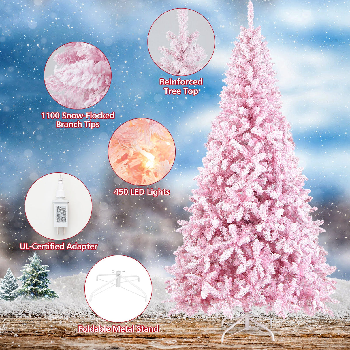 Árbol de Navidad floculante de 7.5 pies