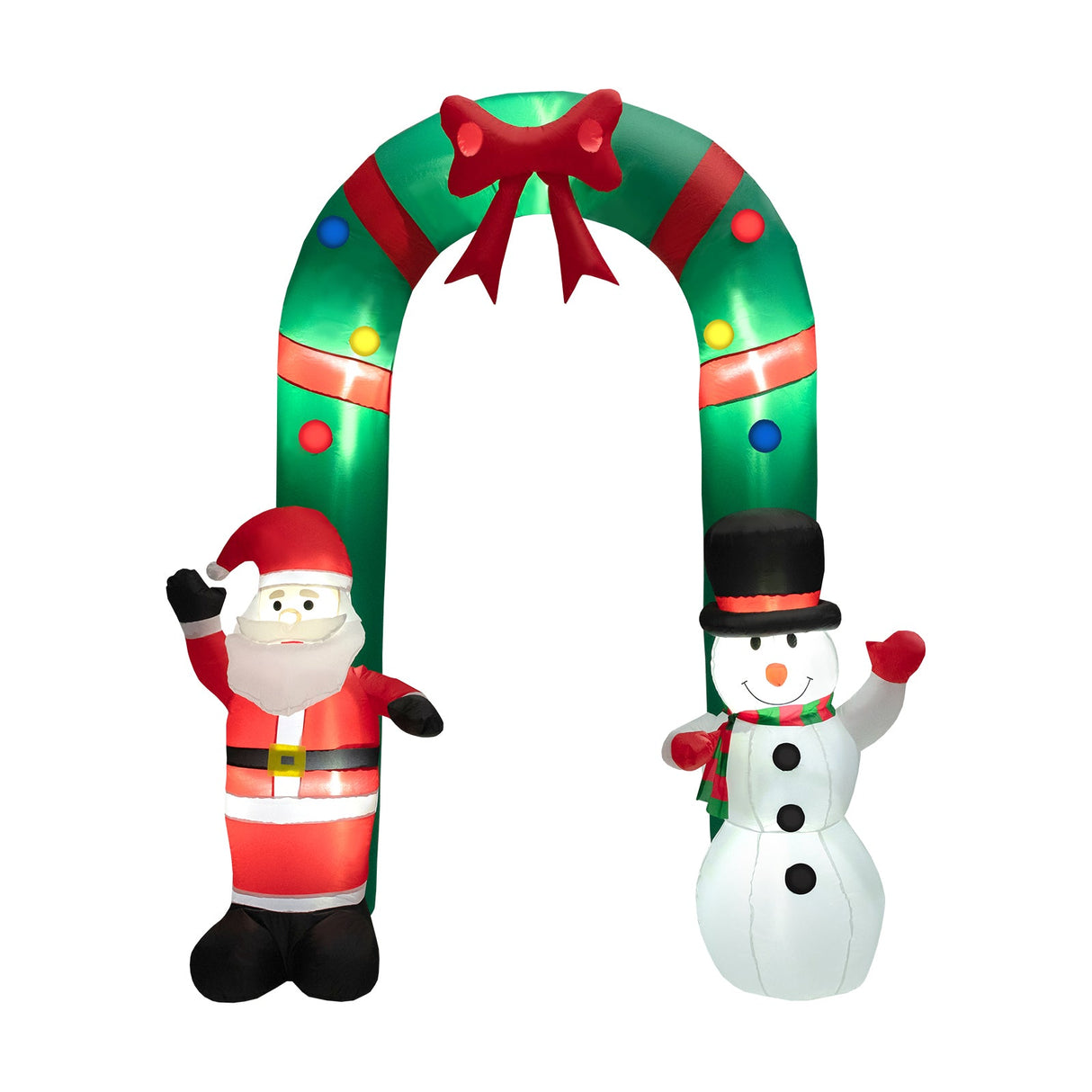 Arco inflable de Navidad de 8 pies con Papá Noel y Muñeco de Nieve